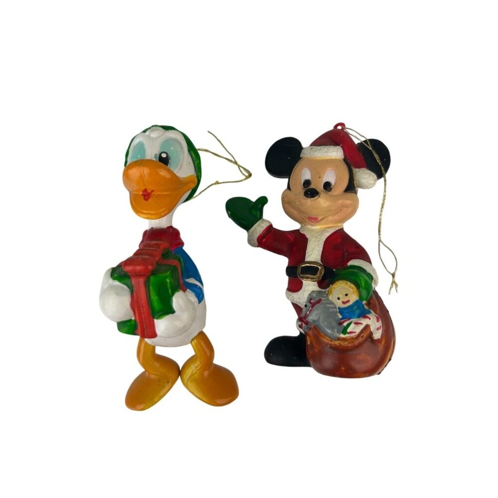 Mickey Mouse & Donald Duck Christmas Tree Ornaments Walt Disney Co Vintage Set